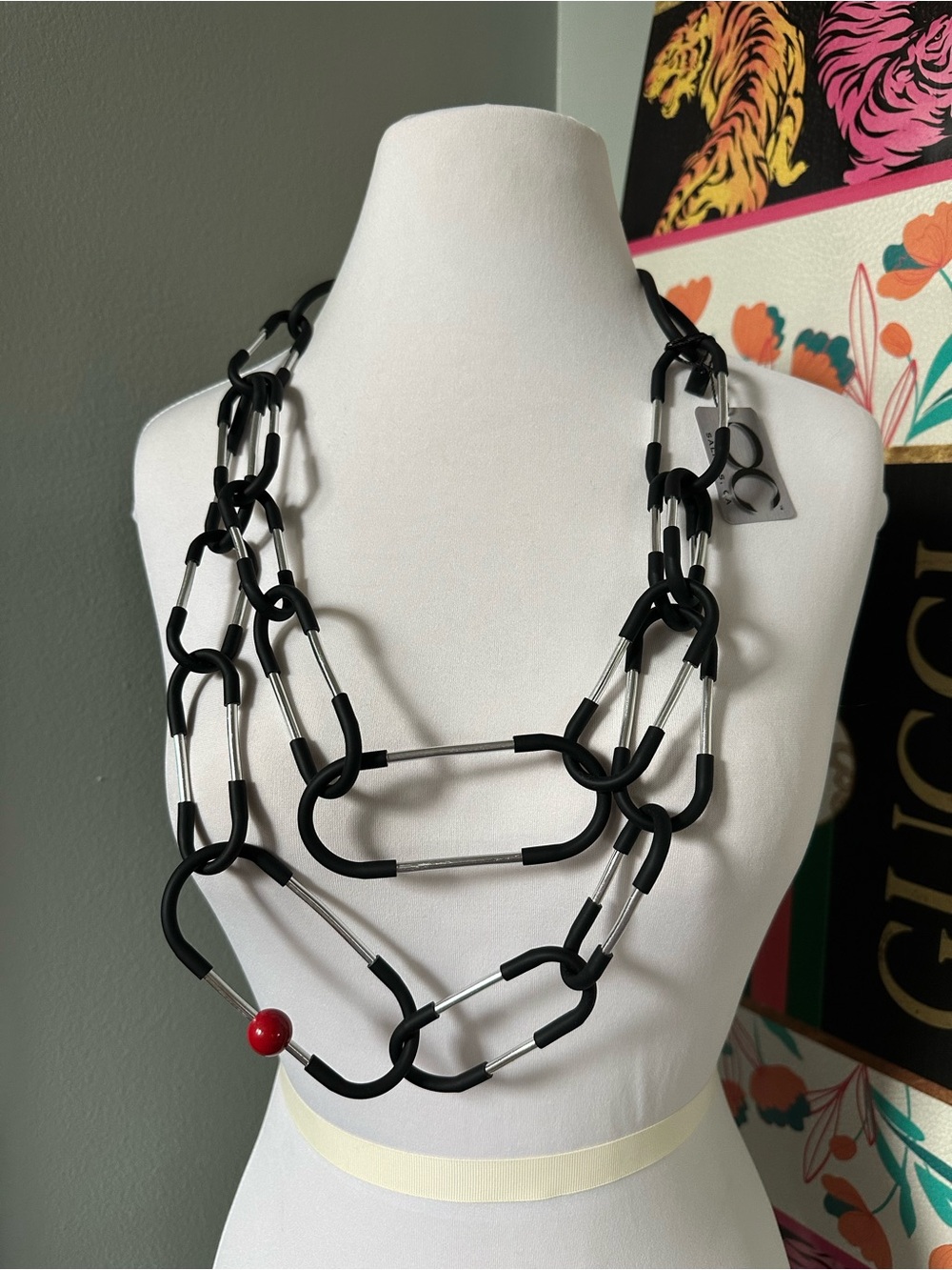 NWT Designs by OC BLOCKCHAIN NKL 355 Convertible Rubber Tube Statement Necklace